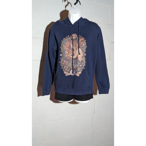 Tee Republic Cosmic Lover Graphic Hoodie Pullover Sweatshirt Moon Stars Small - Picture 1 of 4